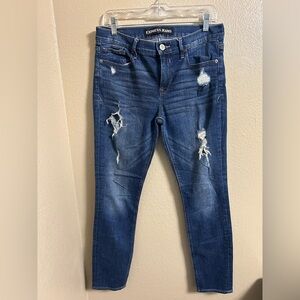 Express women’s Distressed Blue Jeans leggings mid rise size 6